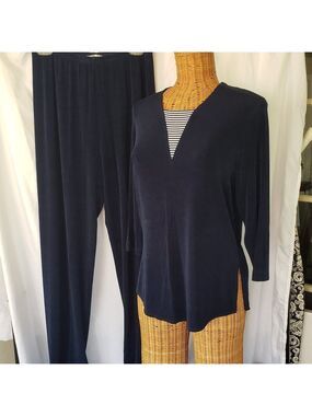 Draper's & Damon's Women's 2 Piece Pants Set - Navy Blue - Size S/M